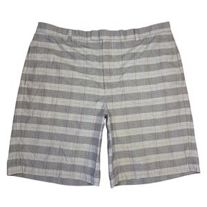 Greg Norman Plaid Golf Shorts Mens 40 Gray Checkered Flat Front‎ Casual Preppy